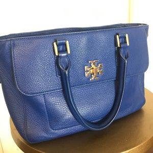 Tory Burch Blue Pebbled Leather Satchel
